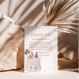 Cartão De Agradecimento Pastel Bunny Jantar de Aniversário Conjunto para I