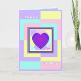 Cartão De Agradecimento Pastel cores e corações roxos batendo no carro de