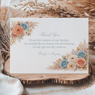 Cartão De Agradecimento Pastel Floral Elegante Gratidão