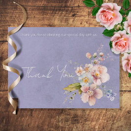 Cartão De Agradecimento Pastel Floral Modern Purple Casamento Obrigado