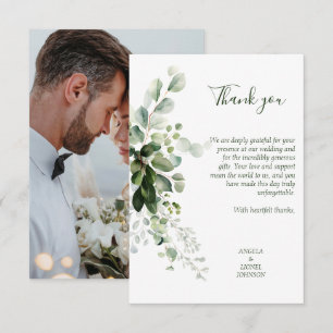 Cartão De Agradecimento Pastel Green Eucalyptus Foliage Casando sua foto