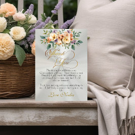 Cartão De Agradecimento Pastel Green - Floral & Gold Tiara Quinceanera