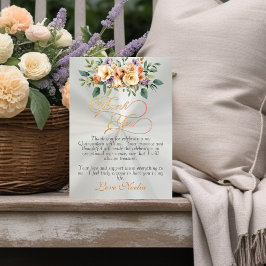 Cartão De Agradecimento Pastel Green - Floral & Silver Tiara Quinceanera