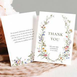 Cartão De Agradecimento Pastel Pink Bohemian Field Wildflower