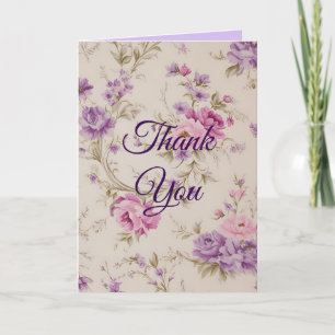 Cartão De Agradecimento Pastel Pink & Purple Jarden Blooms Elegantes