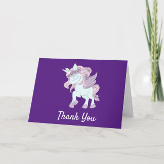 Cartão De Agradecimento Pastel Purple e White Unicores
