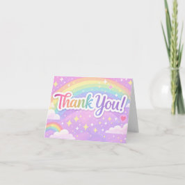 Cartão De Agradecimento Pastel Rainbow Thank You Card – Cute Appreciation 