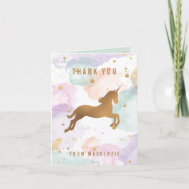 Cartão De Agradecimento Pastel Unicorn Obrigado