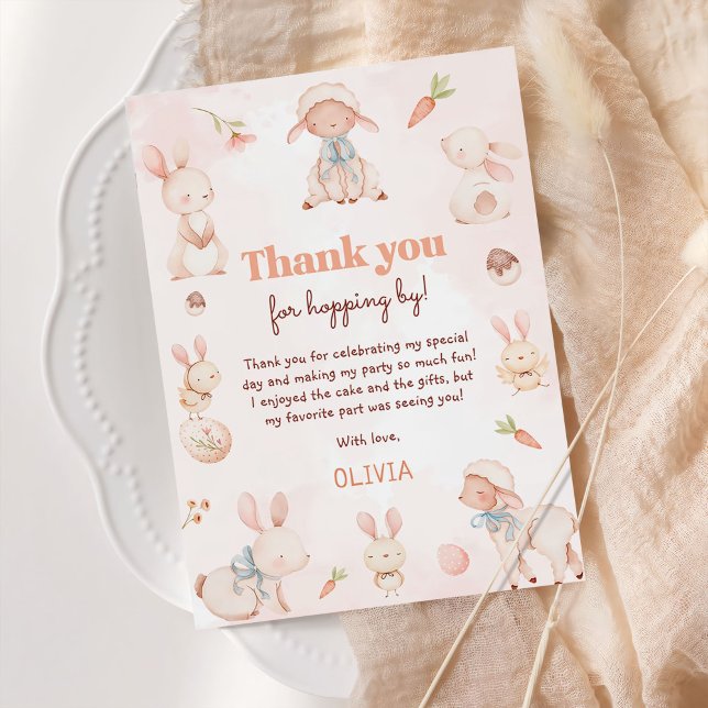 Cartão De Agradecimento Pastel Watercolor Páscoa Bunny Birthday (Criador carregado)