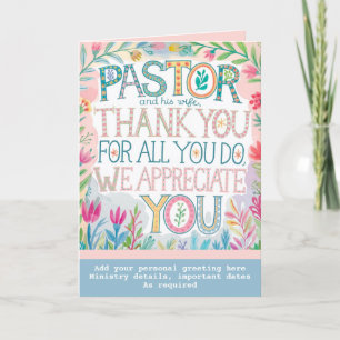 Cartão De Agradecimento ✝️ Pastor Aniversário de Apreciação da Esposa do P