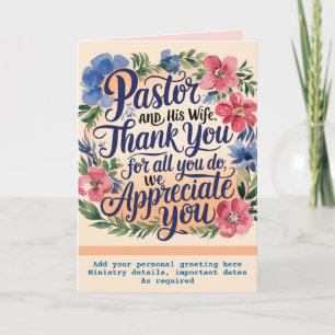 Cartão De Agradecimento ✝️ Pastor Aniversário de Apreciação da Esposa do P