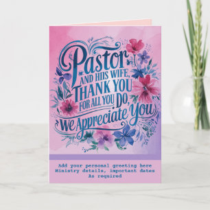 Cartão De Agradecimento ✝️ Pastor Aniversário de Apreciação da Esposa do P