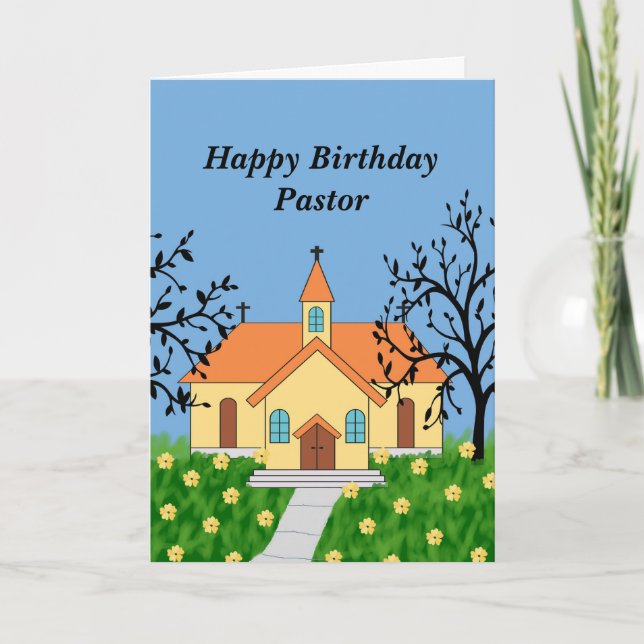 Cartão De Agradecimento Pastor Feliz Aniversário Igreja Ilustrada (Frente)