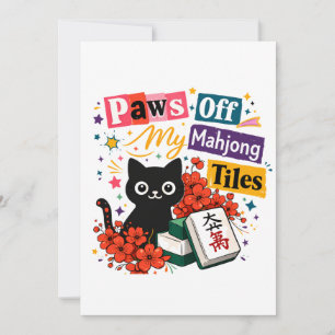 Cartão De Agradecimento Patas fora dos meus azulejos de Mahjong Gato Preto