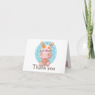 Cartão De Agradecimento Patchwork Hippo Blue Obrigado