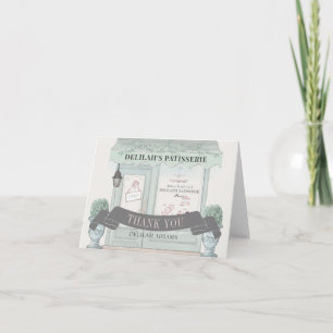 Cartão De Agradecimento Patisserie Paris Green Bat Mitzvah