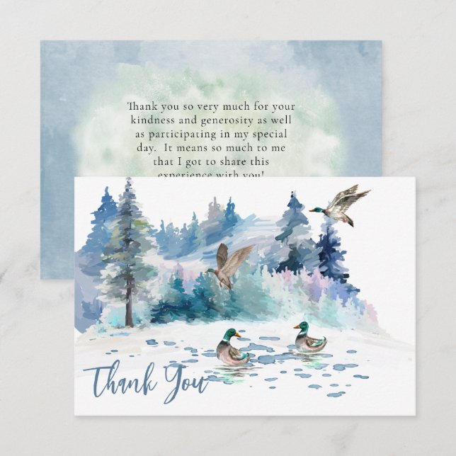 Cartão De Agradecimento Patos Florestais Natureza (Frente/Verso)