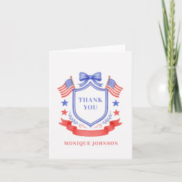 Cartão De Agradecimento Patriotic Red White & I Do Monogram Bridal Shower
