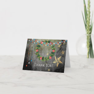 Cartão De Agradecimento Patriotic Stars n Lights, Holiday Christmas Wreath