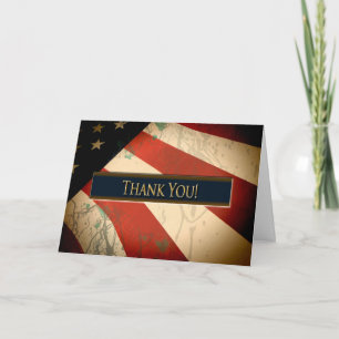 CARTÃO DE AGRADECIMENTO PATRIOTIC - THANK YOU - WEATHERED FLAG