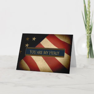 CARTÃO DE AGRADECIMENTO PATRIOTIC - YOU ARE MY HERO - WEATHERED FLAG