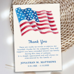Cartão De Agradecimento Patriótica Americana Memorial Veteran Funeral