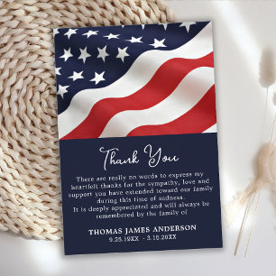 Cartão De Agradecimento Patriótica Memorial Veterano American Flag Funeral