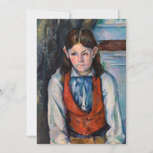 Cartão De Agradecimento Paul Cezanne - Menino no Colete Vermelho