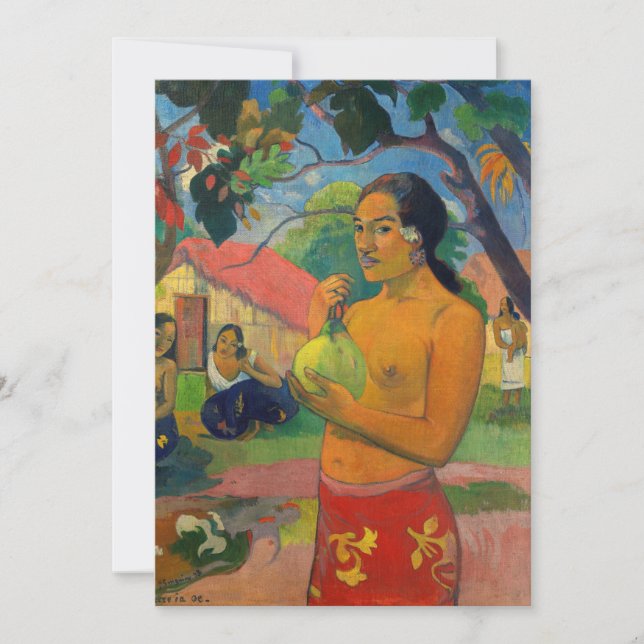 Cartão De Agradecimento Paul Gauguin - Mulher segurando uma Fruta (Frente)