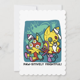Cartão De Agradecimento Paw-sitively Frightful | Monstrous Cats Halloween