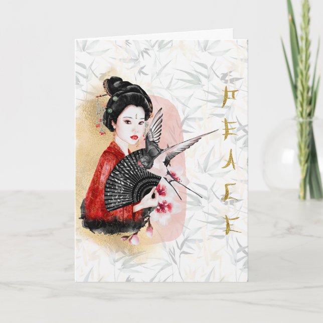 Cartão De Agradecimento Paz de Arte Japonesa (Frente)