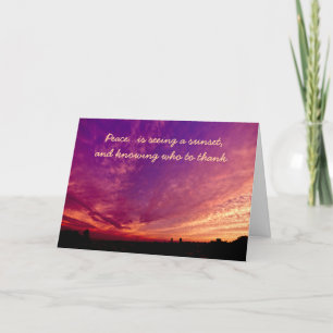 Cartão De Agradecimento Paz Grata Agradeço à Nuvem Púrpura Laranja Sunset