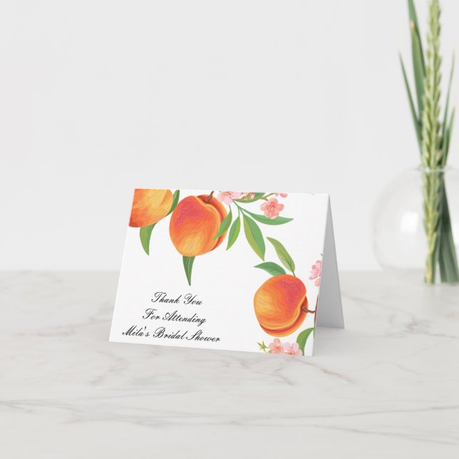 CARTÃO DE AGRADECIMENTO PEACH BRIDAL SHOWER THANK YOU CARD (Frente)