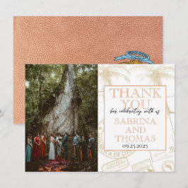 Cartão De Agradecimento Peach Costa Rica Foto de Casamento Obrigado