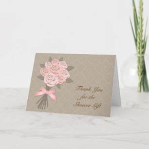 Cartão De Agradecimento Peach Floral Bouquet Bridal Shower Thank You