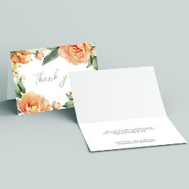 Cartão De Agradecimento Peach Floral de Casamento Elegante