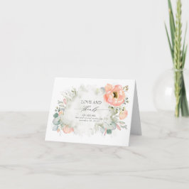 Cartão De Agradecimento Peach Floral Elegant Weding Obrigado