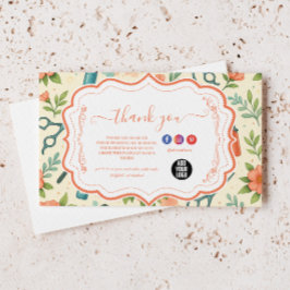 Cartão De Agradecimento Peach Floral Hair Stylist Business