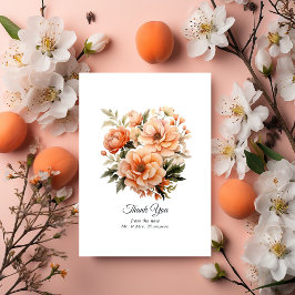 Cartão De Agradecimento Peach Fuzz Floral Wedding