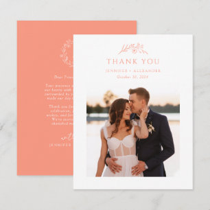 Cartão De Agradecimento Peach Monograma Wedding
