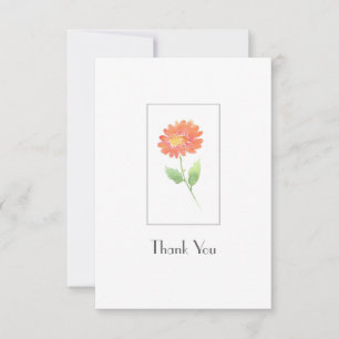 Cartão De Agradecimento Peach Watercolor Daisy