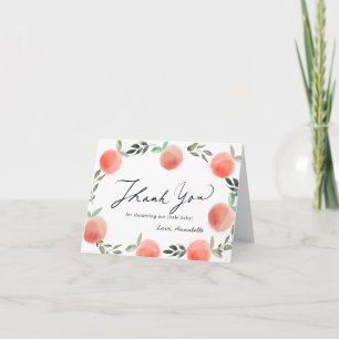 Cartão De Agradecimento Peach Wreath Watercolor Chá de fraldas