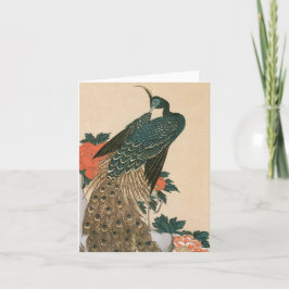 Cartão De Agradecimento Peacock e Peonies por Casamento Hiroshige