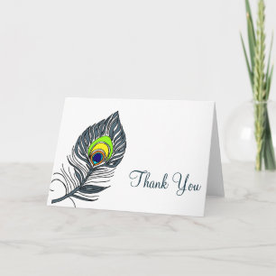 Cartão De Agradecimento Peacock Feather Obrigado Glamt Note Cards