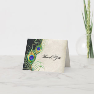 Cartão De Agradecimento Peacock Feathers Wedding Thank You Note Cards