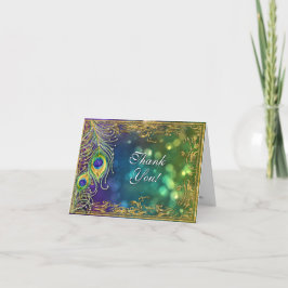 Cartão De Agradecimento Peacock Jewel Feather Vintage Sparkle Obrigado