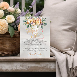 Cartão De Agradecimento Pearl White - Floral & Silver Tiara Quinceanera