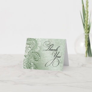 Cartão De Agradecimento Pearls and Lace Thank You mint green