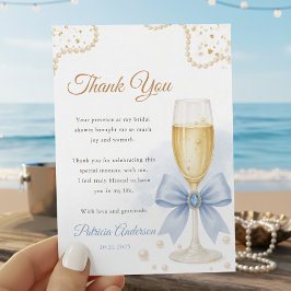 Cartão De Agradecimento Pearls & Prosecco Bridal Shower Thank You Card