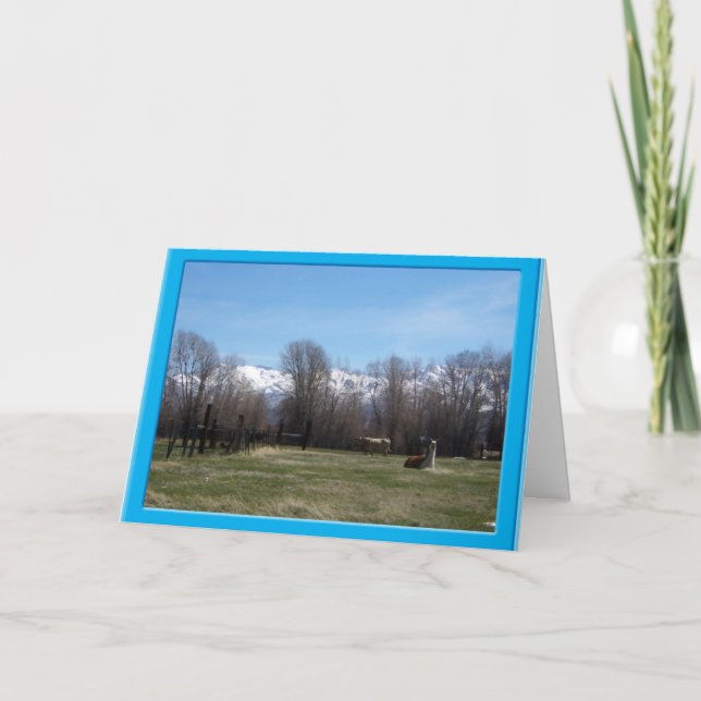 Cartão De Agradecimento Pecuária e Montanhas Ruby (Frente)